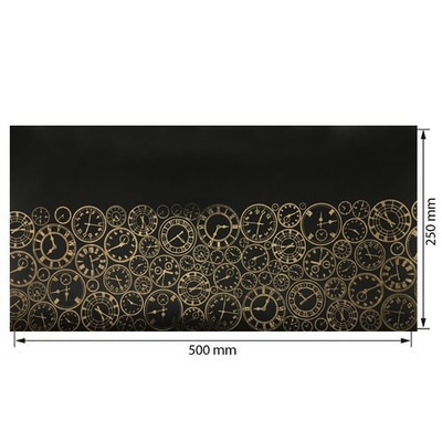 Відріз екошкіри з тисненням золотою фольгою Golden Clocks Black 50x25см, ТМ Фабрика Декору