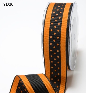 Стрічка від May Arts - Orange/Black, 3,8 см, колір помаранчевий/черного, довжина 90 см