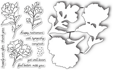 Набір ножів і штампів від Poppystamps - Peony Stems and Blossoms