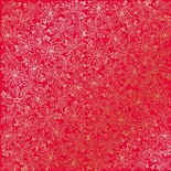 Аркуш одностороннього паперу з фольгуванням, дизайн Golden Poinsettia Poppy Red, 30,5см х 30,5см, ТМ Фабрика Декору