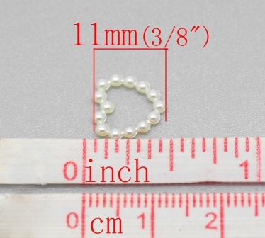 Серце, імітація перлинок, 11мм, колір молочний, 10 шт.