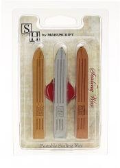 Набор сургуча: золотой, серебриcтый и бронзовый, 3 шт.