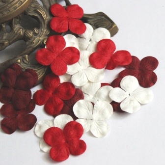Гортензія, мікс кольорів: червоний і білий, 2,5см, 20 шт.