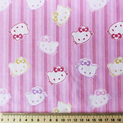 Бавовна, "Hello, Kitty", на рожевому фоні в смужки, 50x40см