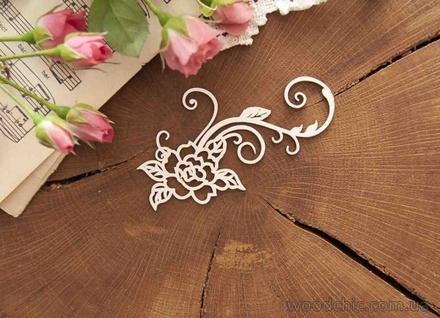 Чипборд от WOODchic - "Роза с завитком 2"