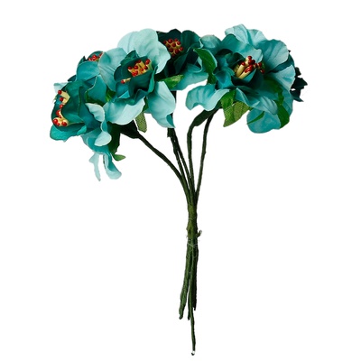 Тканинні квіти, зелений колір, діаметр 4 см, 6 шт.