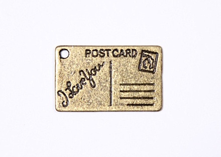 Набор металлических подвесок от ScrapBerry's - Почтовая открытка, 16x26 мм, 10 шт