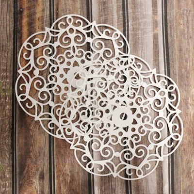 Вирубка з білого картону - Серветка ажурна #18, діаметр 10,4 см, 2