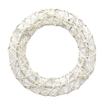 Декоративний вінок на металевому каркасі, круглий, колір білий, 20см