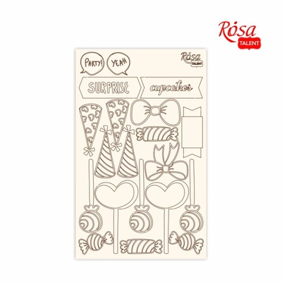 Чипборд для скрапбукинга от ROSA TALENT - Cake delicious 2, белый картон, 12,8х20см