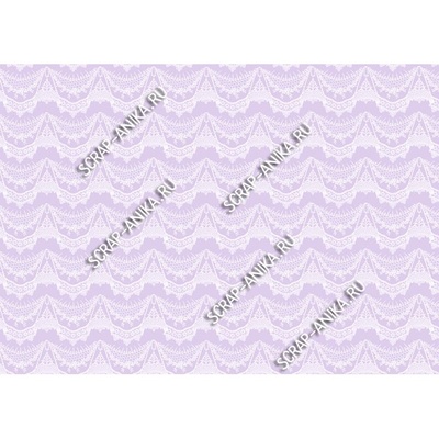 Скрап-папір для форзаців колекція 14_25., Мереживо з підвісками біле на бузковому, односторонній, 20x29 см