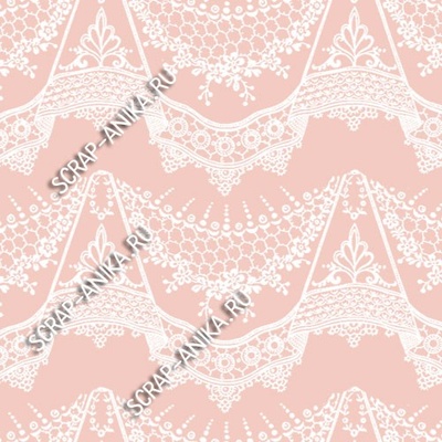 Скрап-папір для форзаців колекція 14_22., Мереживо з підвісками біле на рожевому, односторонній, 20x29 см