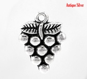 Металева прикраса/ підвіска "Виноград", 20x15мм, античне срібло, 1 шт.