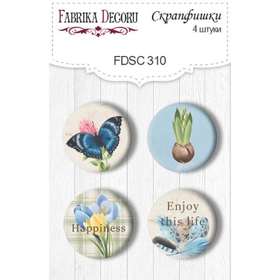 Скрап-фішки 4шт. Набір 310, Botany Spring, ТМ Фабрика Декору