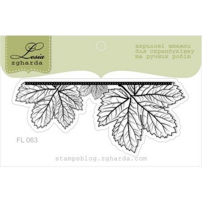 Акриловый штамп Lesia Zgharda FL063 Лиственный баннер маленький, размер 7x3 см