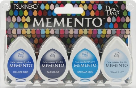 Набор чернил для штампинга Tsukineko - Memento Dew Drops - Ocean, 4 шт.