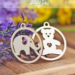 Чипборд від Вензелик - Підвіски "ведмедик і коняка", розмір: одного чіпборду 34 мм