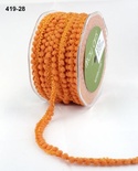 Тасьма з помпонами Mini Pom Pom, розмір 10 мм, колір помаранчевий, 90 см