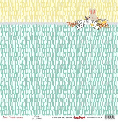 Бумага для скрапбукинга от ScrapBerry's - Лесные друзья - Пушистый друг, 30,5х30,5 см, 190 гр / м, одностороння, 1 шт