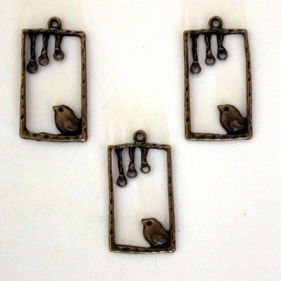 Металлическое украшение "Рамочка с птичкой", 35х19 мм, 1 шт.