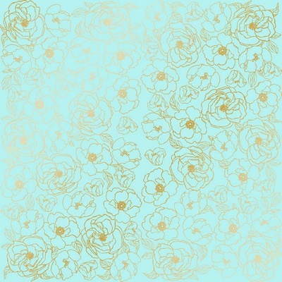 Аркуш одностороннього паперу з фольгуванням Golden Pion Turquoise, TM Фабрика Декору