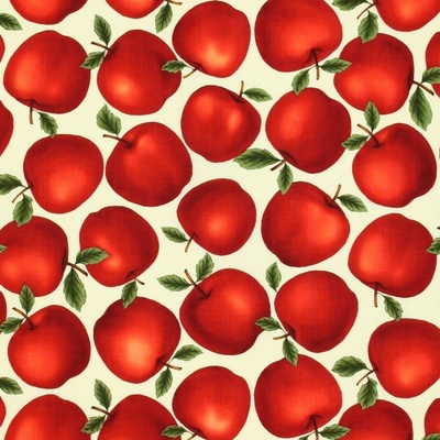 Ткань 100% хлопок - Красные яблоки, 45х55 см