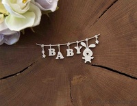 Чипборд от WOODchic - "Подвеска детская с зайчиком "Baby"