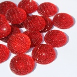 Кабашон зі стразами, колір червоний, 24x6мм, 1 шт.