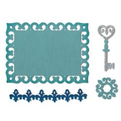Ніж для вирубки Sizzix - Thinlits Die Set 4PK - 4PK, Label, Medallion & Key, 4 шт.