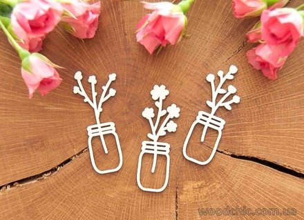 Чипборд від WOODchic - "Набір Гілкочи в банці", 6х2.5см