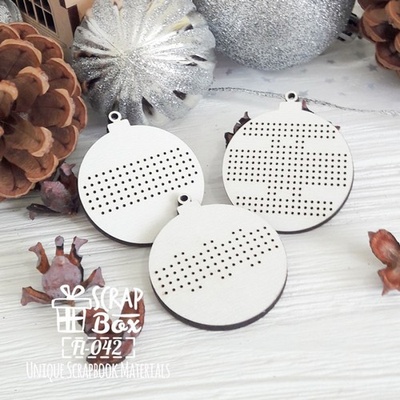 Деревʼяна фішка ScrapBox - Фішки для вишивки Набір куль Fl-042