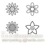 Набор мини-штампов N015 Цветы, 4 штуки