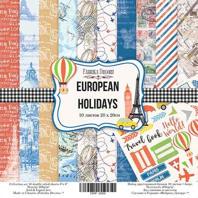 Набор скрапбумаги European Holidays, 20x20см, Фабрика Декору