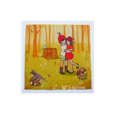 Картинки на льоні - Парочка в лісі, арт.0141 - L, 20x20см