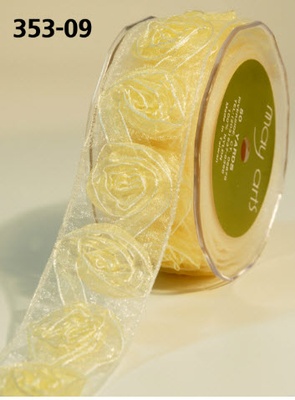 Стрічка від May Arts - Sheer / Woven Rosette Rosette Ribbon, 3,8 см, колір жовтий, довжина 90 см