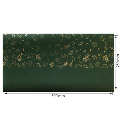 Відріз екошкіри з тисненням золотою фольгою Golden Dill Dark Green, 50см х 25см, ТМ Фабрика Декору