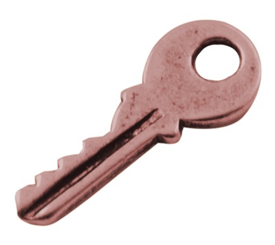 Металева прикраса "Ключ", червона мідь, розмір 19x5 мм, 1 шт