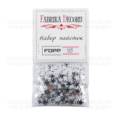Набор пайеток - 105, размер 7 мм, большие звездочки, цвет серебро, ТМ Фабрика Декора
