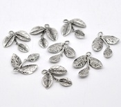 Металлическое украшение "Веточка с листиками", серебро, размер 32х25 мм, 1 шт.