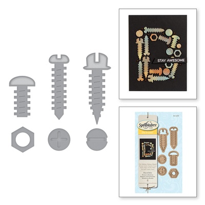 Ножи от Spellbinders - Die D-Lites Bolts & Nuts Etched Dies