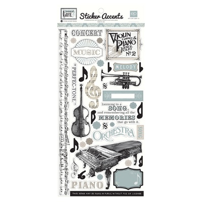 Наліпки від Echo Park - Melody of Life Collection - Cardstock Stickers, 15x30 см