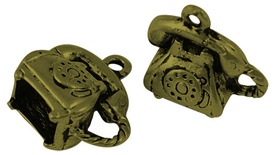 Металева прикраса "Телефон", антична бронза, розмір 15x14 мм, 1 шт