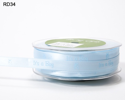 Стрічка для новонароджених блакитна IT'S A BOY/ рожева IT'S A GIRL ширина 9,5мм, довжина 90cм
