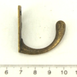 Гачок металевий, стара латунь. 36x36 мм, 1 шт.