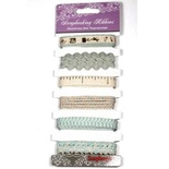 Набор ленточек, 6 шт., серо-голубая гамма, разной ширины: 0,3-1см, 1 м