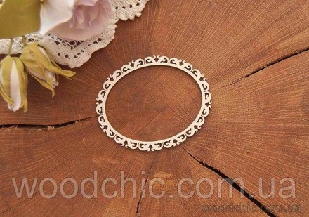 Чипборд Рамка "вінтаж" овал 2 від WOODchic, 8см на 6,5cм