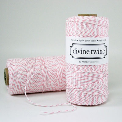 Хлопковый шнур от Divine Twine - Cotton Candy Pink, 1 мм, цвет розовый/белый, 1м