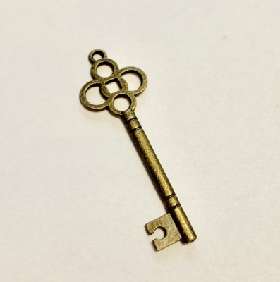 Металлический ключик, цвет античная бронза, 45 мм, 1 шт.