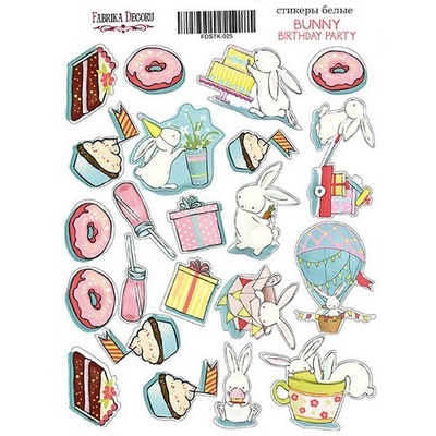 Набір наліпок Bunny birhtday party - 1, ТМ Фабрика Декору
