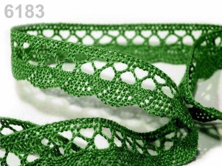 Кружево хлопчатобумажное, цвет зеленый, ширина 18мм, 90см